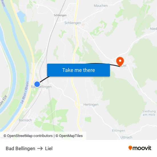 Bad Bellingen to Liel map