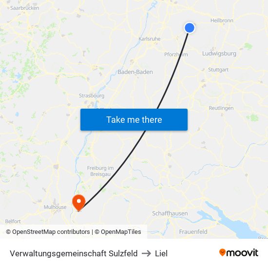 Verwaltungsgemeinschaft Sulzfeld to Liel map