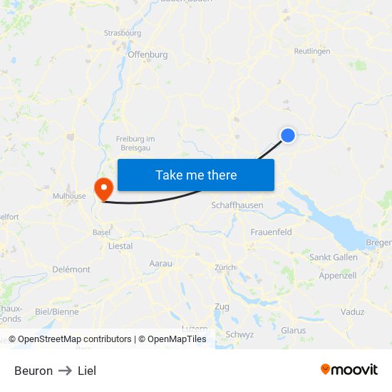 Beuron to Liel map