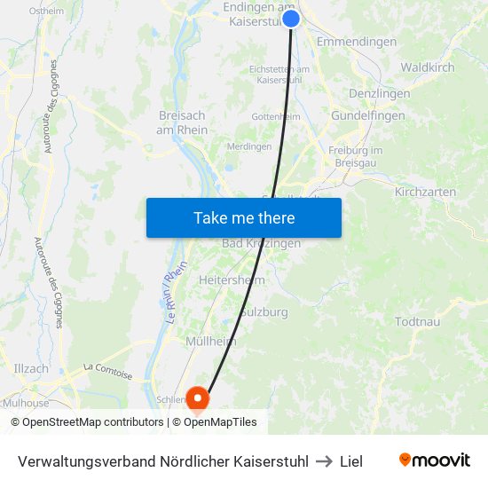 Verwaltungsverband Nördlicher Kaiserstuhl to Liel map