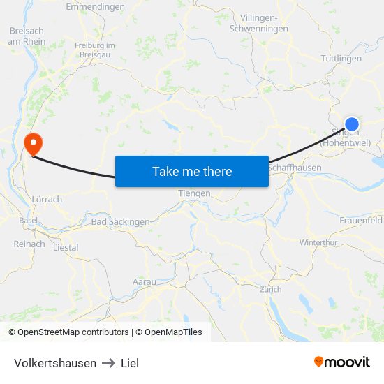 Volkertshausen to Liel map