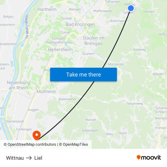 Wittnau to Liel map