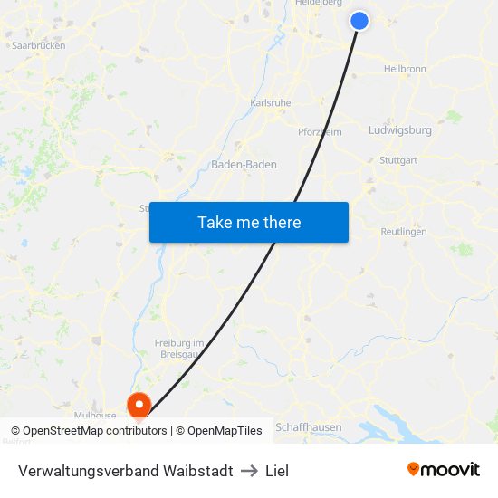 Verwaltungsverband Waibstadt to Liel map