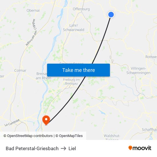 Bad Peterstal-Griesbach to Liel map