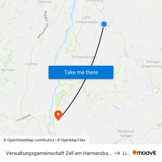 Verwaltungsgemeinschaft Zell am Harmersbach to Liel map