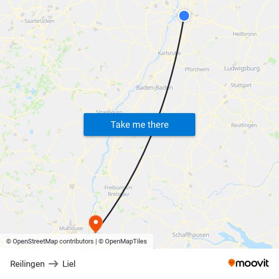 Reilingen to Liel map