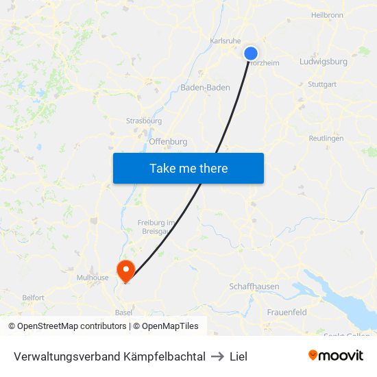 Verwaltungsverband Kämpfelbachtal to Liel map