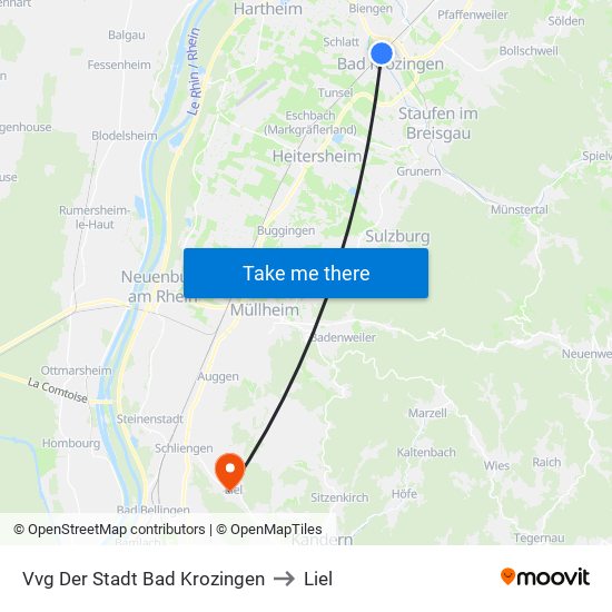 Vvg Der Stadt Bad Krozingen to Liel map