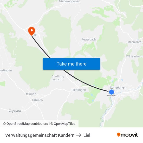 Verwaltungsgemeinschaft Kandern to Liel map