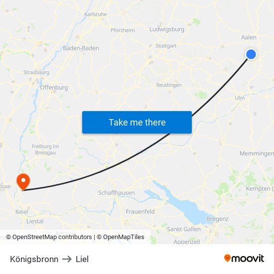 Königsbronn to Liel map