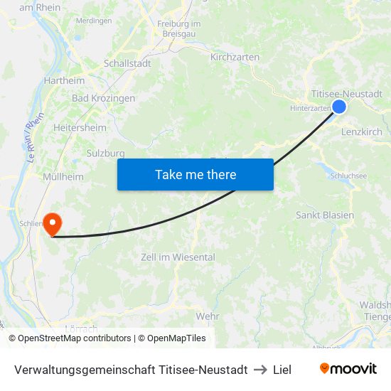Verwaltungsgemeinschaft Titisee-Neustadt to Liel map