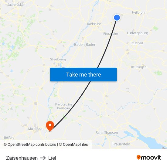 Zaisenhausen to Liel map