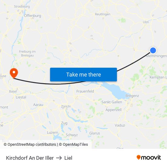 Kirchdorf An Der Iller to Liel map