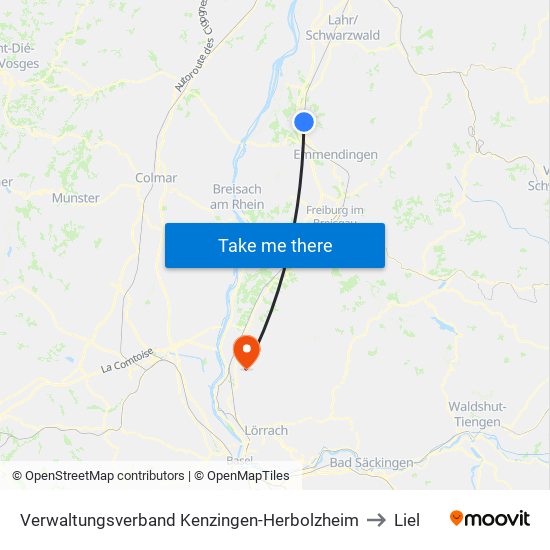 Verwaltungsverband Kenzingen-Herbolzheim to Liel map