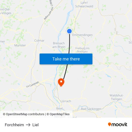 Forchheim to Liel map