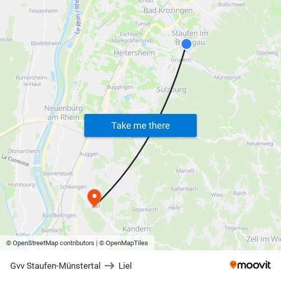 Gvv Staufen-Münstertal to Liel map