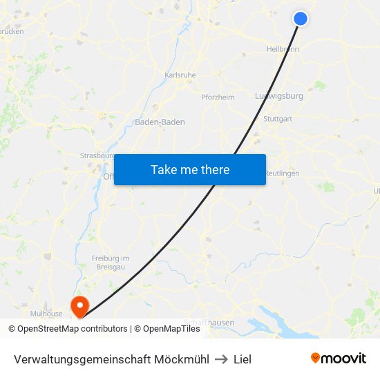 Verwaltungsgemeinschaft Möckmühl to Liel map