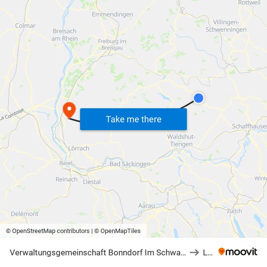 Verwaltungsgemeinschaft Bonndorf Im Schwarzwald to Liel map