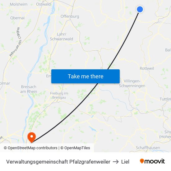 Verwaltungsgemeinschaft Pfalzgrafenweiler to Liel map