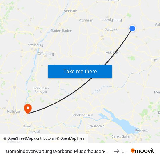 Gemeindeverwaltungsverband Plüderhausen-Urbach to Liel map