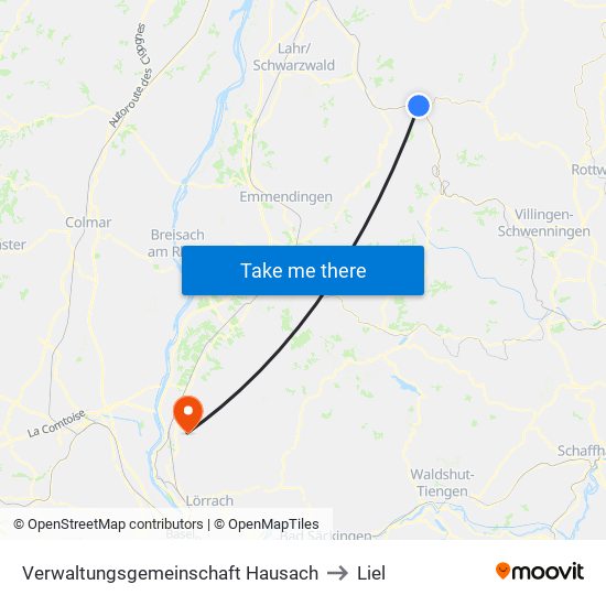 Verwaltungsgemeinschaft Hausach to Liel map