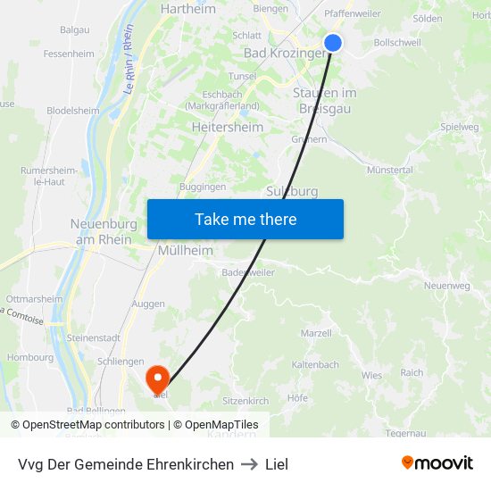 Vvg Der Gemeinde Ehrenkirchen to Liel map