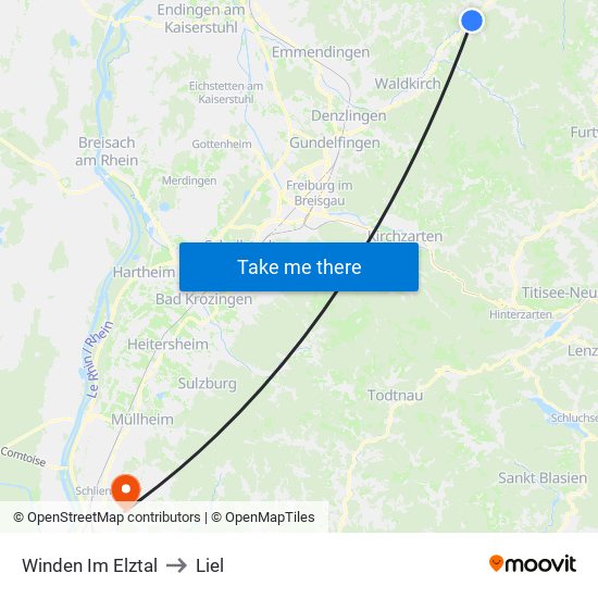 Winden Im Elztal to Liel map