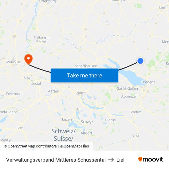 Verwaltungsverband Mittleres Schussental to Liel map