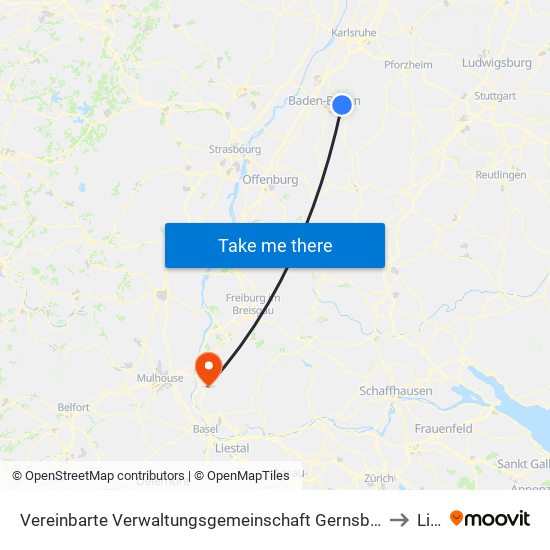 Vereinbarte Verwaltungsgemeinschaft Gernsbach to Liel map