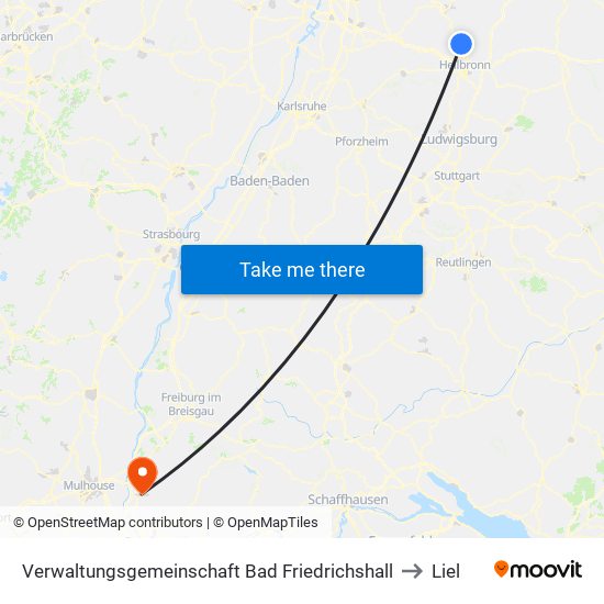 Verwaltungsgemeinschaft Bad Friedrichshall to Liel map