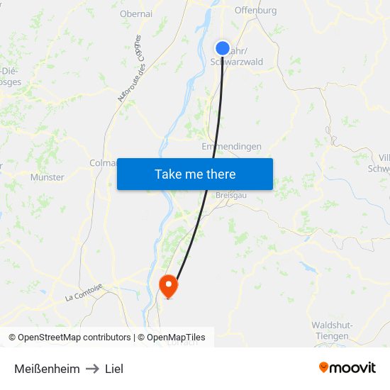 Meißenheim to Liel map