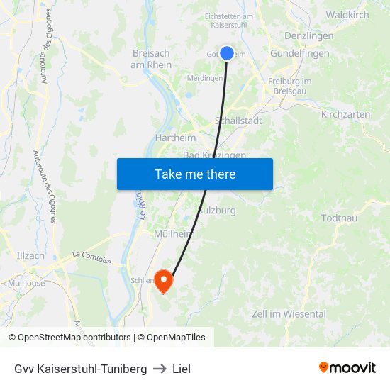 Gvv Kaiserstuhl-Tuniberg to Liel map