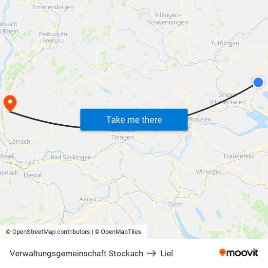 Verwaltungsgemeinschaft Stockach to Liel map