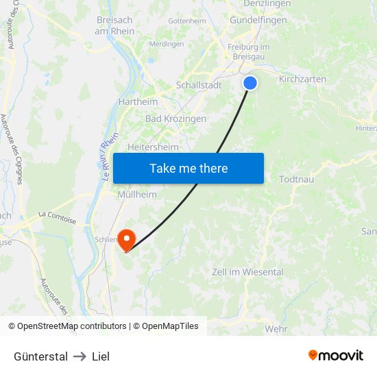 Günterstal to Liel map