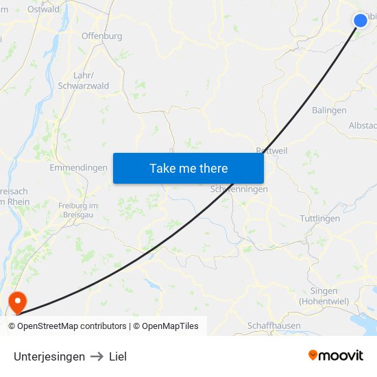 Unterjesingen to Liel map