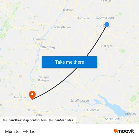 Münster to Liel map