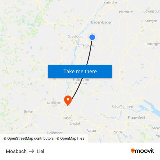 Mösbach to Liel map