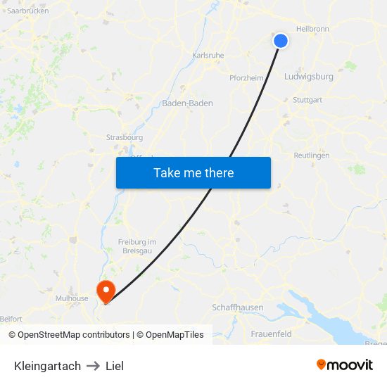 Kleingartach to Liel map