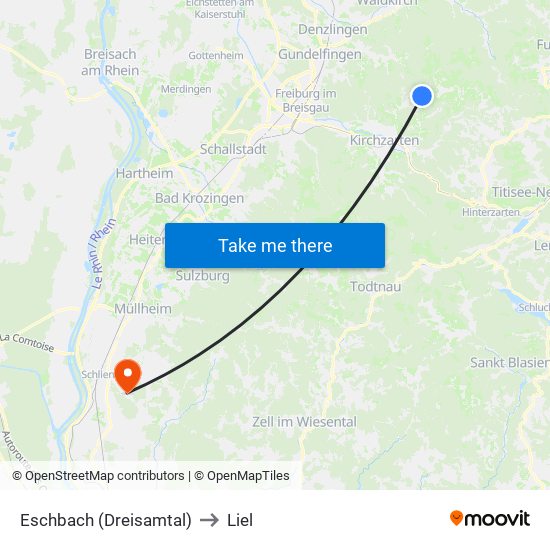 Eschbach (Dreisamtal) to Liel map