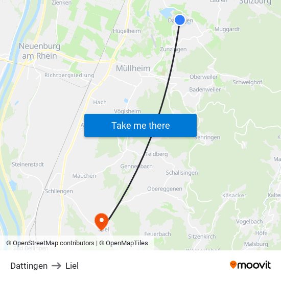 Dattingen to Liel map
