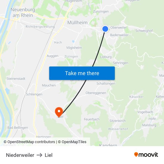 Niederweiler to Liel map