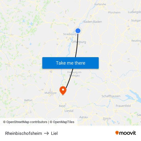 Rheinbischofsheim to Liel map