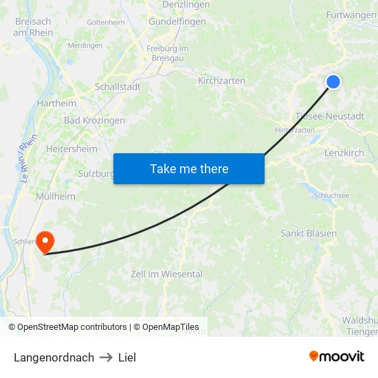 Langenordnach to Liel map