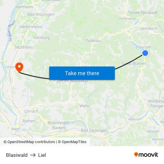 Blasiwald to Liel map