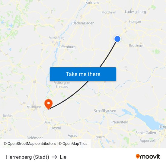 Herrenberg (Stadt) to Liel map