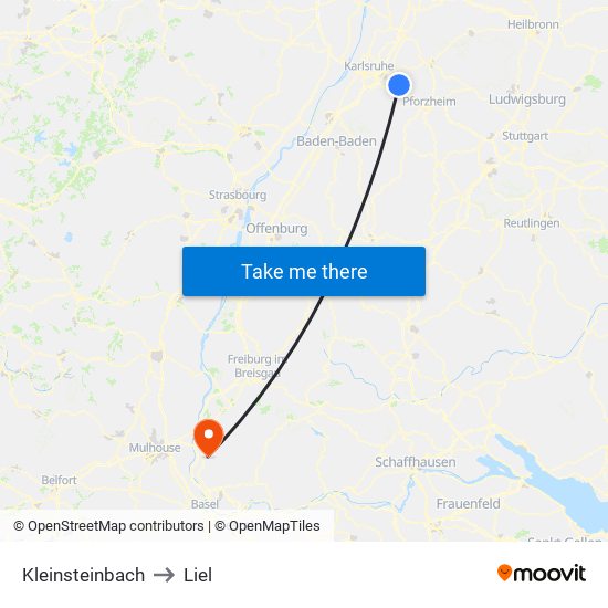 Kleinsteinbach to Liel map