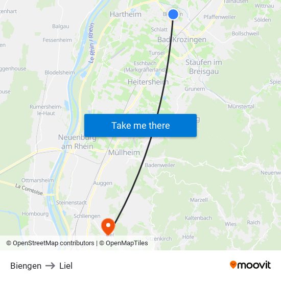 Biengen to Liel map