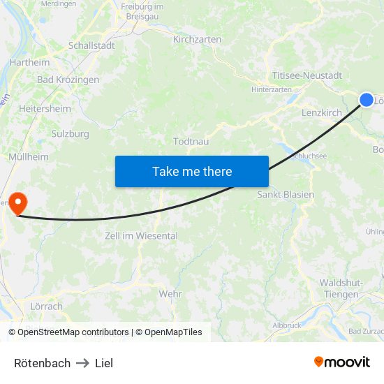 Rötenbach to Liel map