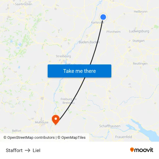 Staffort to Liel map