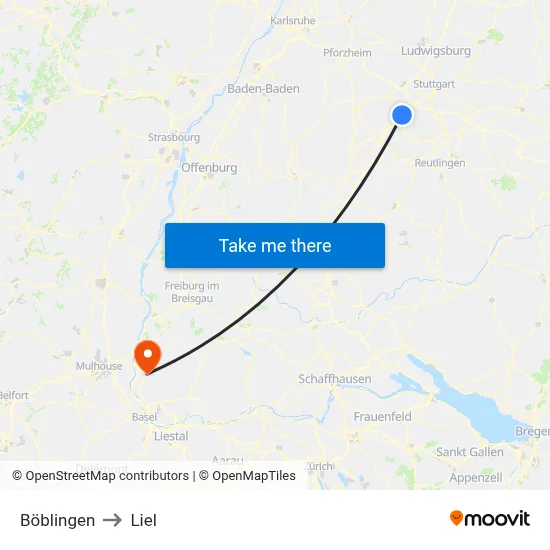 Böblingen to Liel map